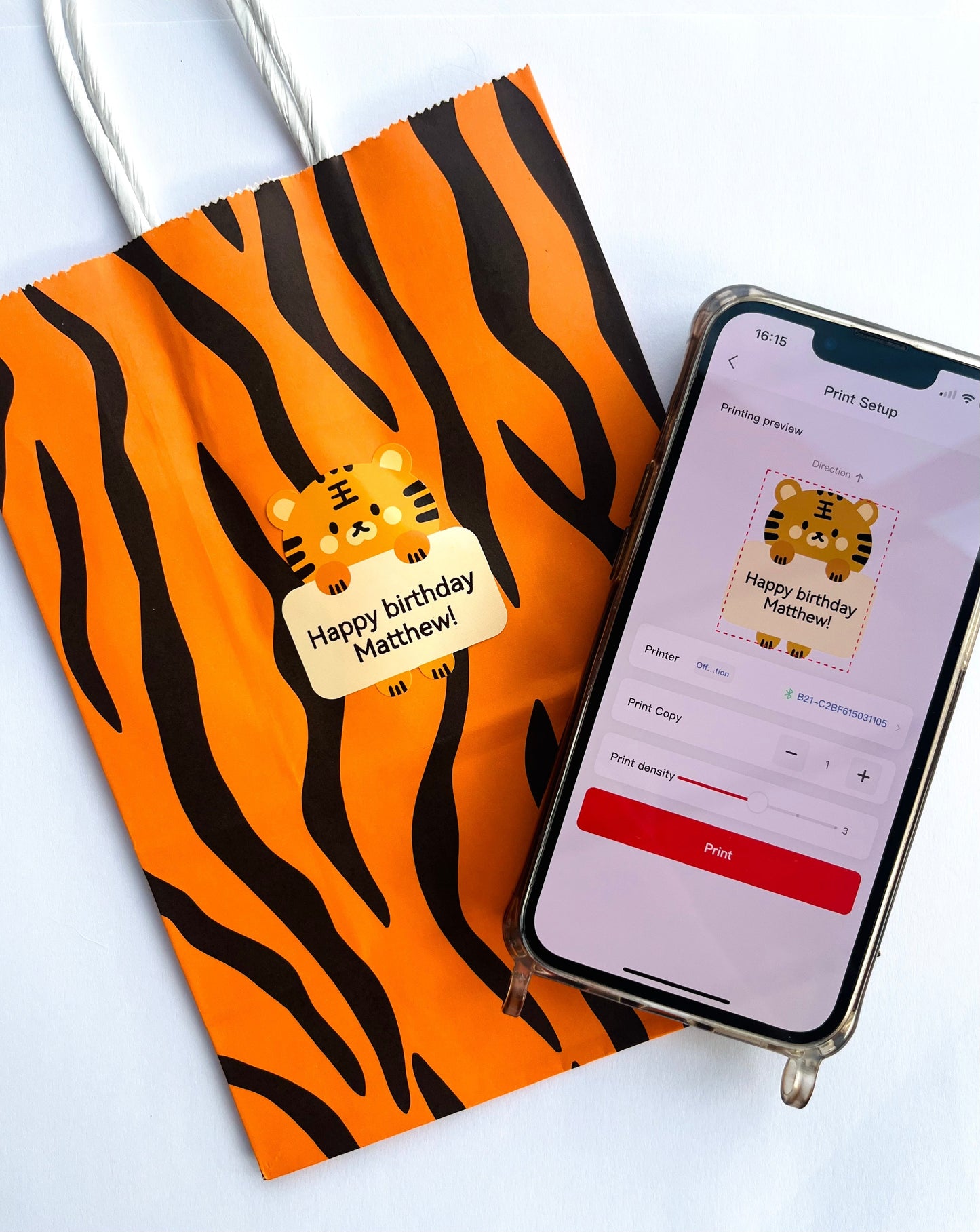 Large Cute Tiger Labels - 120 per roll 🐯