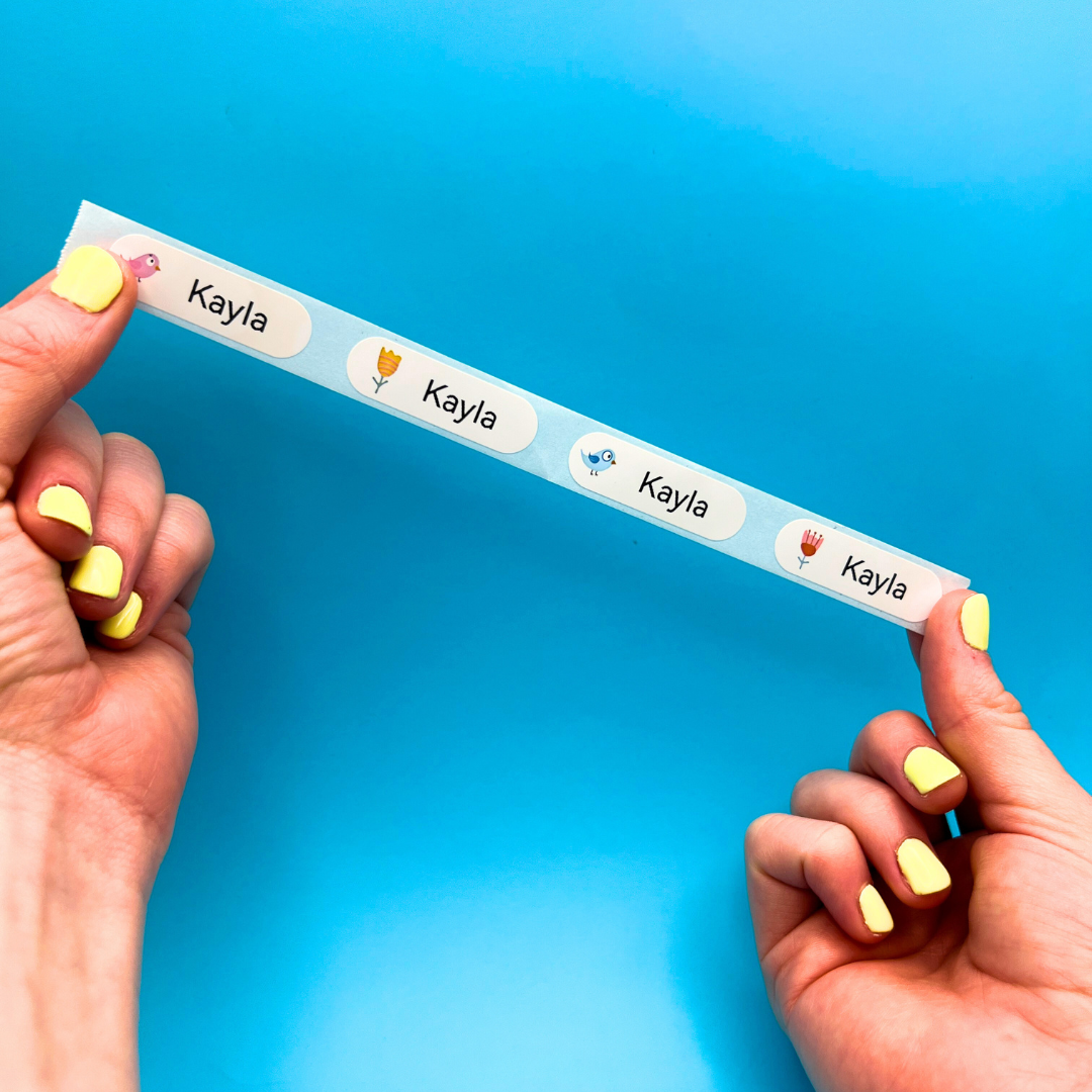 Birds & Flower White Oval Mini-Labels - 160 per roll