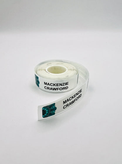 White & Turquoise Mini-Labels - 130 per roll