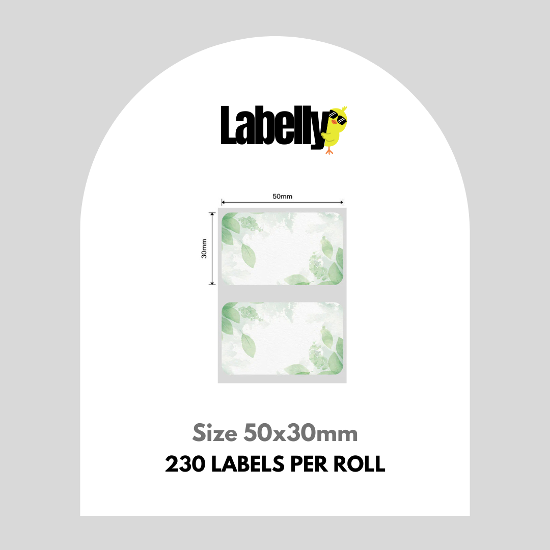 Medium Leaf Print Rectangular Labels - 230 per roll
