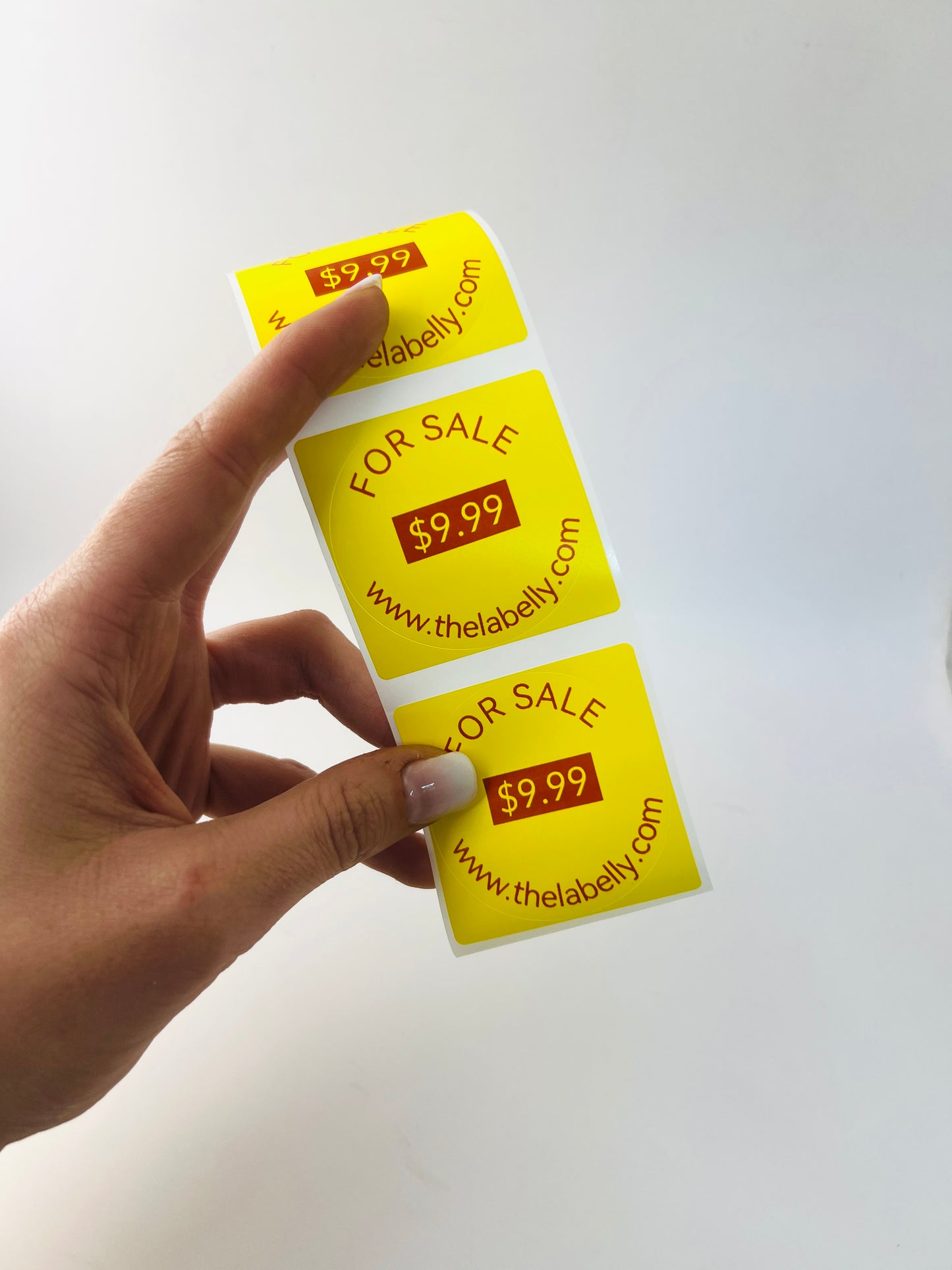 Large Yellow & Red "Ink" Round Labels - 150 per roll